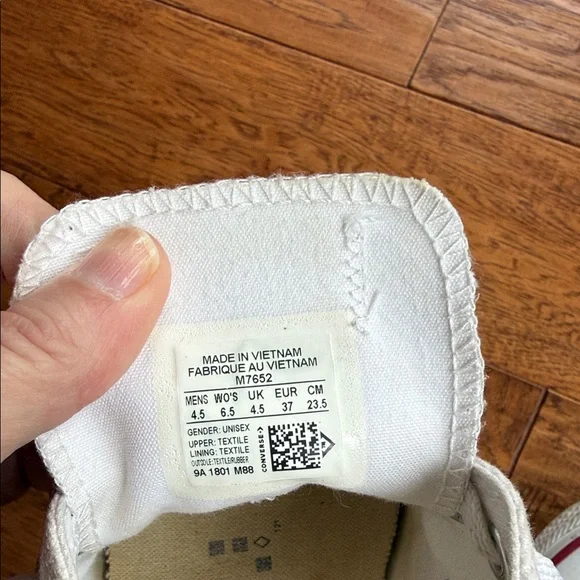 Converse All Star White Canvas Shoes with Red Trim - Picture 4 of 6